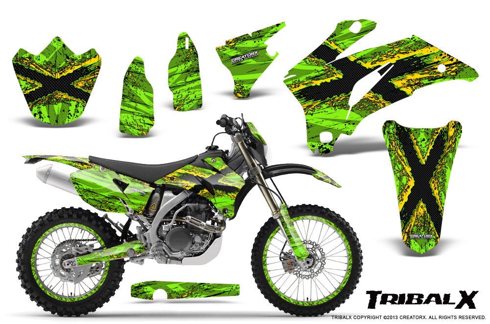 Yamaha WR 250-450 07-10 Graphics Kit TribalX Yellow Green NP Rims
